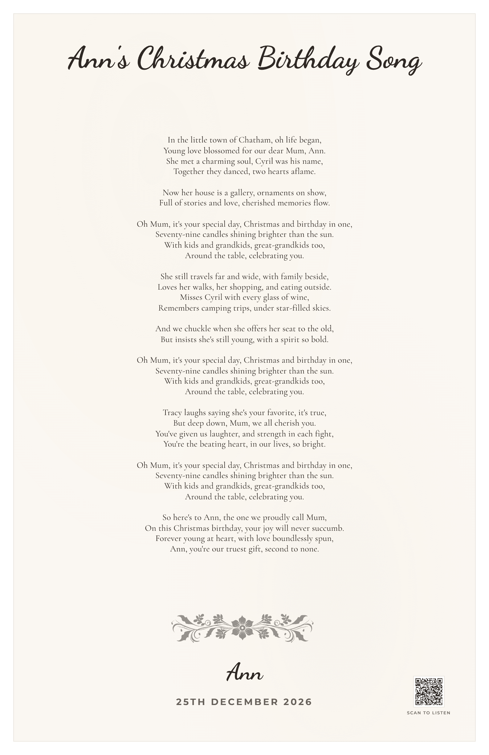 Ann's Christmas Birthday Song